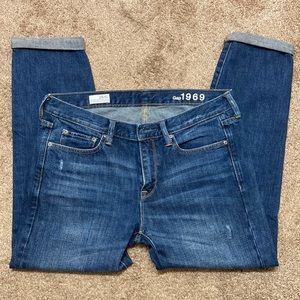Gap 1969 Sexy Boyfriend Distressed Cuff Skinny Jean Sz 28/6t
